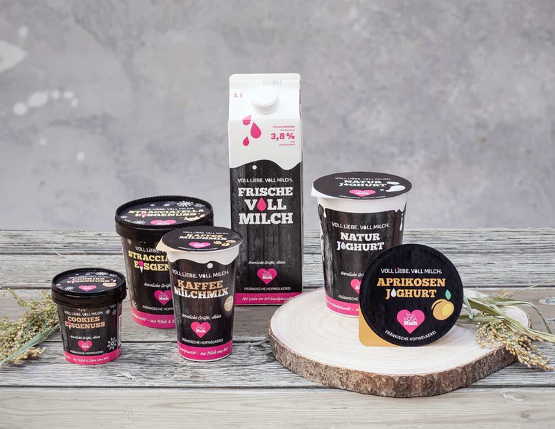 Rosa Kuh Milchprodukte